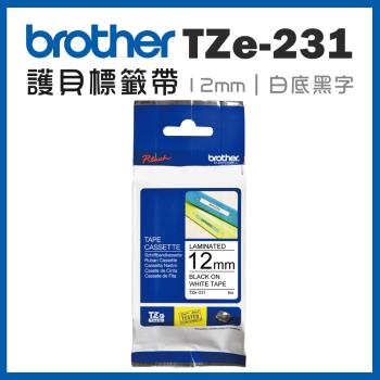 Brother TZe-231 護貝標籤帶 ( 12mm 白底黑字 )