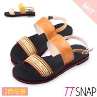 TTSNAP涼鞋-MIT夏日限定織帶平底鞋 咖/黃