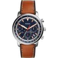 FOSSIL 都會摩登計時手錶-藍x棕色/44mm FS5414