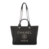 【CHANEL】經典雙C LOGO鉚釘荔枝牛皮銀鍊手提/肩背包 (小)