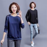 【KVOLL】浪漫優雅蕾絲拼接純色上衣XL-5XL(共二色)