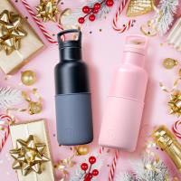 (特惠組)HYDY CinCin Déco保溫瓶-玫瑰粉瓶太妃480ml + 黑瓶鐵灰480ml