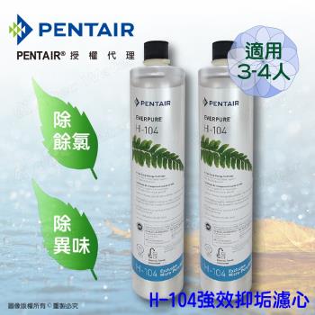 Pentair濱特爾 公司貨EVERPURE H104強效抑垢家用型淨水器濾心/濾芯-2入組