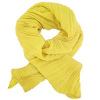 ISSEY MIYAKE 三宅一生 PLEATS PLEASE 雙色斜紋圍巾(芥黃)
