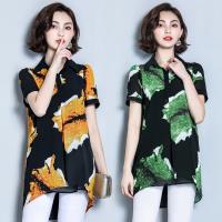 ALLK 印花雪紡長版上衣 共2色(尺寸L-XXL)