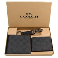 COACH 41346 經典短夾名片夾鑰匙圈三件禮盒組.黑灰