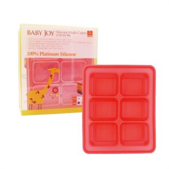 【韓國BABY JOY】鉑金矽膠副食品製冰盒6格-紅