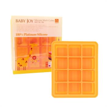【韓國BABY JOY】鉑金矽膠副食品製冰盒12格-橘色