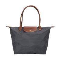 Longchamp Le Pliage 經典尼龍大型摺疊長柄水餃包(鐵灰)