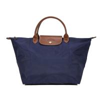 Longchamp Le Pliage 經典尼龍大型摺疊短柄水餃包(海軍藍)