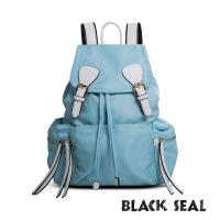 BLACK SEAL 休閒雙扣細尼龍軍旅後背包-湖藍 BS83111