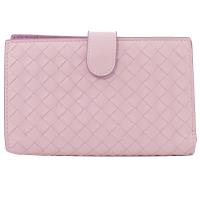 BOTTEGA VENETA 121060 手工編織扣式牛皮中夾.杏仁糖色