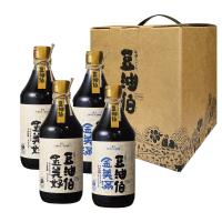 【豆油伯】好美滿釀造醬油禮盒組-美滿500mlX2瓶、美好500mlX2瓶