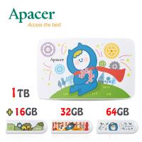 【全系列超值組】Apacer宇瞻 AC233 1TB『Ning’s』聯名款行動硬碟+AH23A聯名款隨身碟(16GB+32GB+64GB)