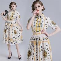 【M2M】可愛俏麗翻領短袖中長款洋裝M-2XL