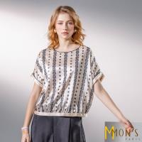 MONS亮彩修身緞面蠶絲上衣