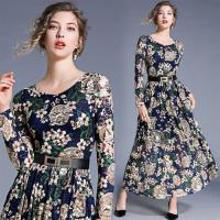 【M2M】優雅浪漫蕾絲花卉圖紋印花洋裝S-3XL