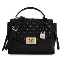 Michael Kors 新款鉚釘金屬logo鎖頭手提/斜背包-黑色