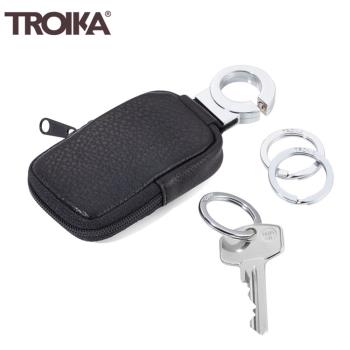 德國TROIKA創意三環POCKET CLICK“咔嗒鎖”鑰匙圈KR8-77/LE(含厚皮革小錢包)