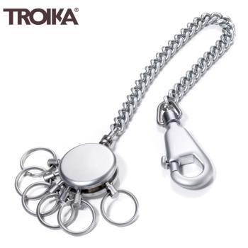 德國TROIKA PATENT CHAIN 6環專利長鏈鑰匙圈KR10-60/MA(含彈簧鉤和6個一鍵更換戒指環;全長26cm;台灣製)鑰匙鏈鑰匙環