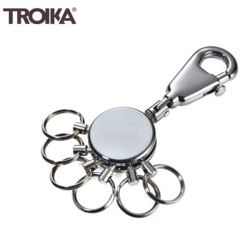德國TROIKA專利PATENT快速一鍵更換鑰匙圈KYR60/MC(有彈簧鉤扣和6個可更換的戒指環)