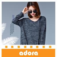 adora 韓版透氣寬鬆圓領長袖針織衫(灰色)