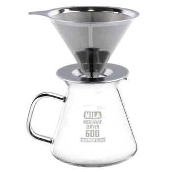 【MILA】立式不鏽鋼咖啡濾網壺組(600ml)2-4 cup