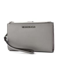 MICHAEL KORS 專櫃款 防刮皮革對折釦式手掛手拿/手機包-質感灰