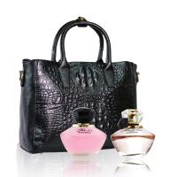 【La Rive】 破盤優惠3件組(淡香精90ml*2+時尚真皮鱷魚托特包)