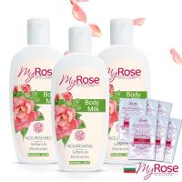 保加利亞My rose玫瑰彈潤亮澤潤膚乳液250ml超值三入(贈花香精粹沐浴隨身包6包)