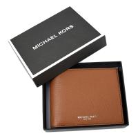 MICHAEL KORS 男款 荔枝紋皮革短夾/附證件夾禮盒-焦糖色