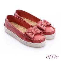 effie 縫線包仔鞋 大蝴蝶結彩色車線奈米休閒鞋- 橘紅