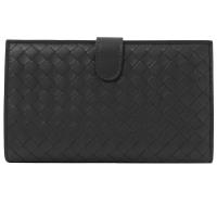 BOTTEGA VENETA 132357 編織皮革扣式中夾.深墨綠