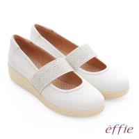 effie 輕漾漫步 真皮織帶素面奈米休閒鞋- 白