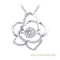 King Star 3分鑽石花意18K金靈動項鍊(視覺效果20分)