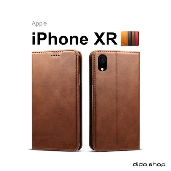 iPhone XR (6.1吋) 簡約系列小牛紋可插卡翻蓋手機皮套 (FS104)