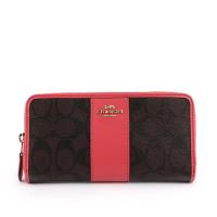 COACH PVC LOGOㄇ拉長夾(橘紅色) F54630 IMLOQ