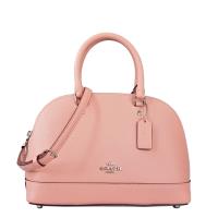 COACH 防刮皮革手提/斜背二用貝殼包-粉色/小