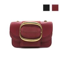 【See By Chloe】Hopper 牛皮金鍊小款斜背包-19cm (黑/莓果紅)