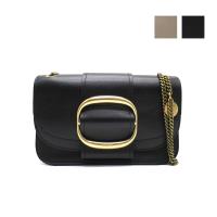 【See By Chloe】Hopper 牛皮金鍊中款斜背包-25cm (黑/灰)