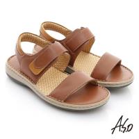 A.S.O 奈米氣墊 全真皮3D奈米氣墊涼鞋 茶