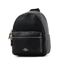 COACH 立體馬車荔枝紋真皮後背包-黑/小