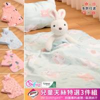 Embrace英柏絲 (綿羊朵朵)Tencel天絲 吸濕排汗 兒童三件組 鋪棉床墊+涼被+童枕 幼兒園午睡必備