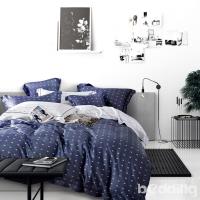 BEDDING-100%天絲萊賽爾-特大6x7薄床包5x6.2尺涼被四件組-一粒落塵-藍