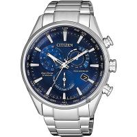 CITIZEN 星辰 鈦金屬光動能萬年曆電波錶-藍x銀/41mm CB5020-87L