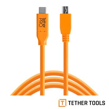 Tether Tools CUC2415-ORG Pro 傳輸線USB-C TO 2.0 MINI-B 5 Pin-公司貨