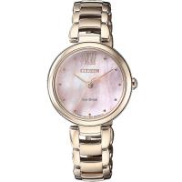 CITIZEN星辰 光動能L系列 優雅氣質女錶(粉/28.8mm) EM0533-82Y