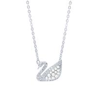 SWAROVSKI 施華洛世奇 璀璨水晶珍珠天鵝造型銀色項鍊 5416605