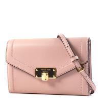 MICHAEL KORS 壓釦三折翻蓋鍊帶信封式斜背包-霧粉色