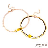 Jcode真愛密碼 LINE我愛熊大黃金/水晶珍珠手鍊+熊大愛你黃金/尖晶石手鍊